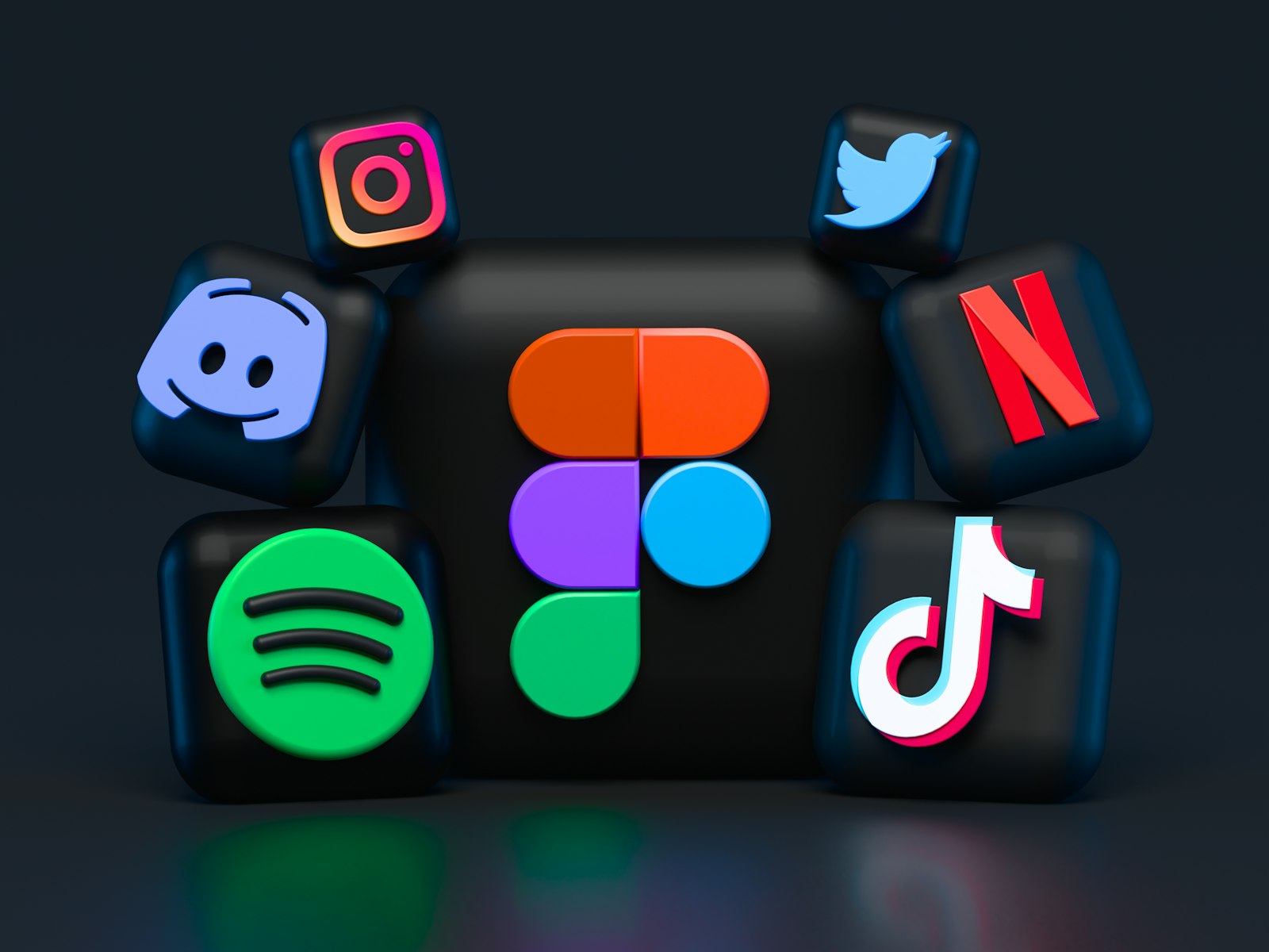 Ícones 3D de aplicativos de redes sociais